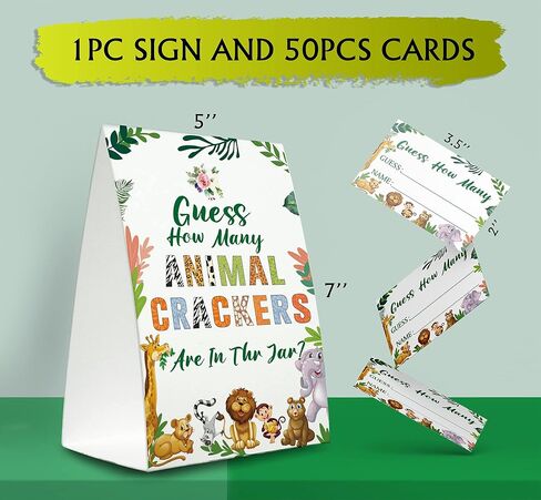 لافتة استحمام الطفل من وودلاند أنيمالز، خمن كم عدد لافتة لعبة المفرقعات الحيوانية، مجموعة استحمام الطفل وودلاند (علامة واحدة + 50 بطاقة تخمين) لافتة استحمام الطفل الغابة الخضراء-H01 in Kuwait