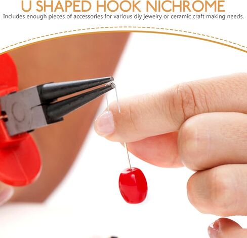 200Pcs High Temperature Nichrome Wire for Ceramic, Jump Rings for Jewelry Making, 21 Gauge with Plastic Storage Box, U Hanger Hook for DIY Pendant Ornament Fusing Wire for Ceramic Kiln Glass in Kuwait