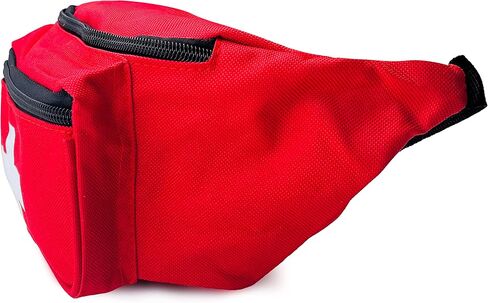 EMS XTRM Lifeguard Fanny Pack باللون الأحمر مع حبل صفارة - حقيبة الإسعافات الأولية للورك على طراز Baywatch، حزام قابل للتعديل، شعار متقاطع + حقيبة بسحاب، حزمة واحدة in Kuwait