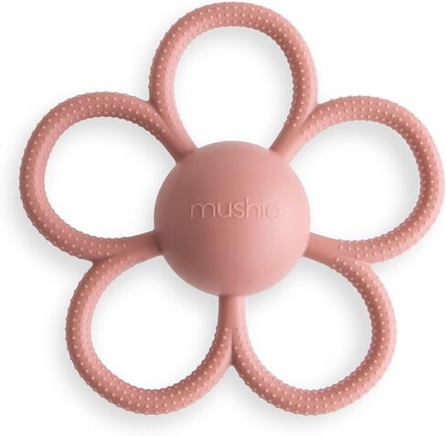 mushie Silicone Baby Daisy Rattle Teether Toy (Dusty Rose) in Kuwait