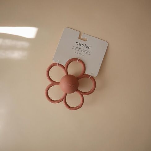 mushie Silicone Baby Daisy Rattle Teether Toy (Dusty Rose) in Kuwait