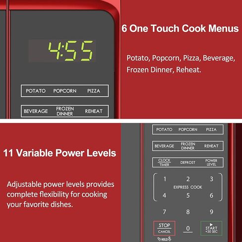 فرن ميكروويف صغير على سطح الطاولة من ويلز، 6 برامج طهي معدة مسبقًا، شاشة LED داخلية، 0.7 قدم مكعب، 700 وات، أحمر WLCMV807RD-07 in Kuwait