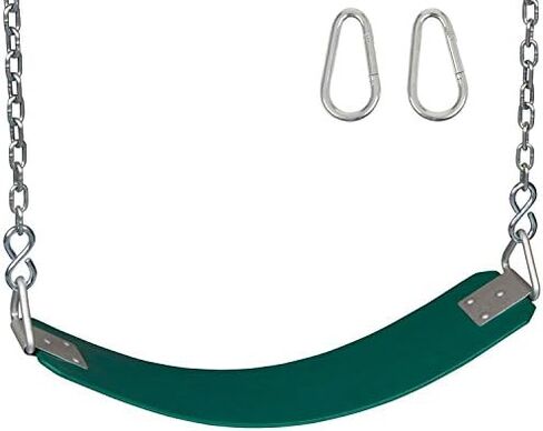 Swing Set Stuff Commercial Rubber Belt Seat with Chains & Hooks SSS Logo Sticker Playground Swing, Green in Saudi Arabia