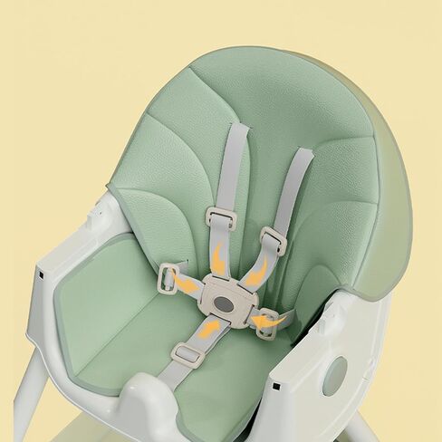 Foldable Baby High Chair, Adjustable Backrest Dinner Plate with 4 Wheels for Infant Toddler,Removable Seat & Tray for Easy Clean ML-0033 （Green） in Kuwait