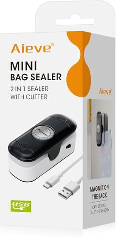 Aieve Bag Sealer Mini, Rechargeable Chip Bag Sealer, Handheld 2 In 1 Heat Seal & Cutter in Saudi Arabia