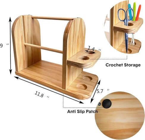 Hgfunlux Yarn Holder Dispenser for Crocheting,Crochet Yarn Holder,Twizzter Portable Yarn Holder,Yarn Ball Holder Double Revolving for Crochet Knitting,Handmade Wood Yarn Dispenser in Saudi Arabia