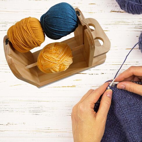 Hgfunlux Yarn Holder Dispenser for Crocheting,Crochet Yarn Holder,Twizzter Portable Yarn Holder,Yarn Ball Holder Double Revolving for Crochet Knitting,Handmade Wood Yarn Dispenser in Saudi Arabia