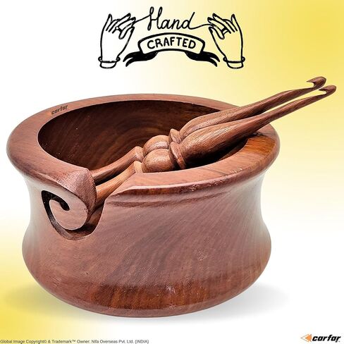 وعاء غزل الحياكة وخطاطيف الكروشيه مجموعة وعاء حامل غزل خشبي مصنوع يدويًا من أجل الحياكة والحياكة اليدوية in Kuwait