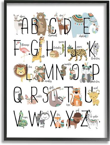 Stupell Industries Boho Animal ABCs Wall Plaque, 10x15, Design by Artist Erica Billups in Kuwait