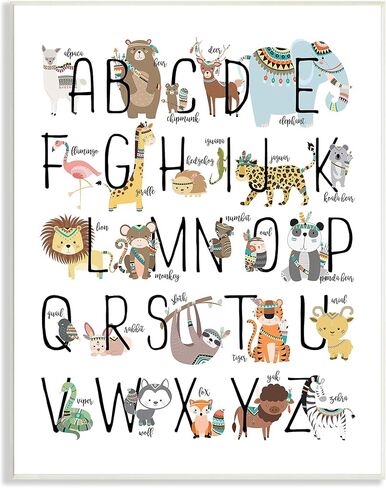 Stupell Industries Boho Animal ABCs Wall Plaque, 10x15, Design by Artist Erica Billups in Kuwait
