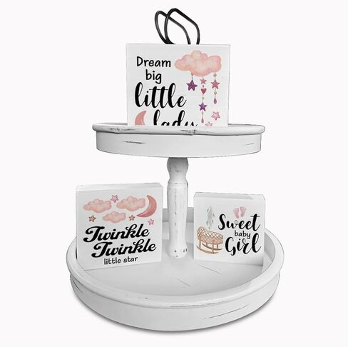 علامات صندوق خشبي لحضانة الأطفال، 3 قطع، أقوال حضانة وردية، صينية متدرجة، علامات خشبية، ديكور، علامات خشبية، مجموعة ديكور للطاولة المركزية لمكتب الرف المنزلي in Kuwait