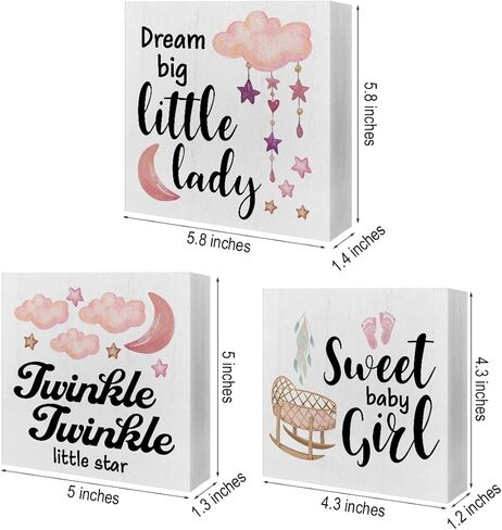 علامات صندوق خشبي لحضانة الأطفال، 3 قطع، أقوال حضانة وردية، صينية متدرجة، علامات خشبية، ديكور، علامات خشبية، مجموعة ديكور للطاولة المركزية لمكتب الرف المنزلي in Kuwait