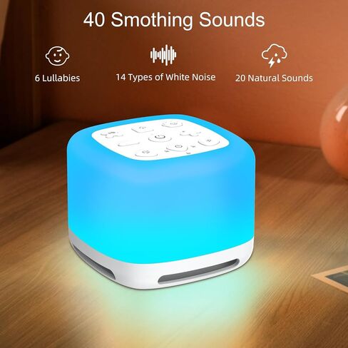 White Noise Machine,Portable Sound Machine for Baby Adult, Features Powerful Battery, 40 Soothing Sound and 8 Colors Light, Noise Canceling for Office & Sleeping, Sound Therapy for Home, Travel, Regis in Kuwait