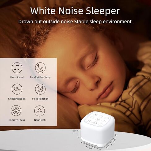 White Noise Machine,Portable Sound Machine for Baby Adult, Features Powerful Battery, 40 Soothing Sound and 8 Colors Light, Noise Canceling for Office & Sleeping, Sound Therapy for Home, Travel, Regis in Kuwait