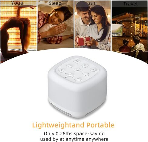 White Noise Machine,Portable Sound Machine for Baby Adult, Features Powerful Battery, 40 Soothing Sound and 8 Colors Light, Noise Canceling for Office & Sleeping, Sound Therapy for Home, Travel, Regis in Kuwait