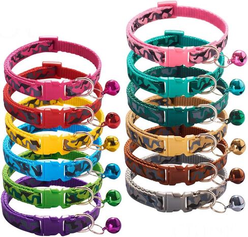 Love Dream Puppy ID Collars 12pcs Puppy Whelping Collars, Easy to Identify, Adjustable Breakaway Collars with Bell for Litter Identification Collars for Newborn Puppies Kitten (Small(7.9"-12.6")) in Kuwait