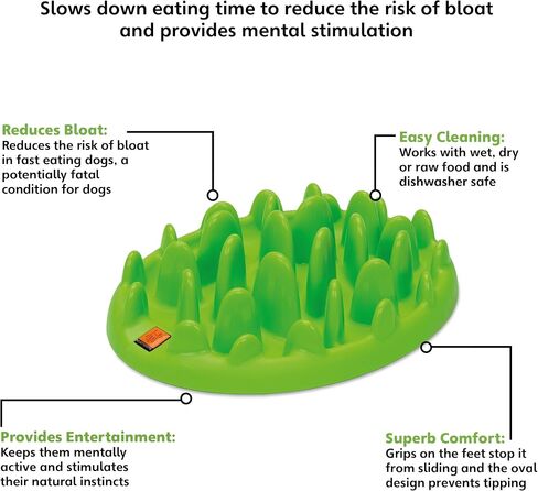 Company of Animals GREEN Slow Interactive Feeder for Dogs, Size Large, Best Fun Slow Feeder Dog Bowl, Anti-Gulp, Gobble Stopper, Mental Stimulation Dog Puzzle, Suitable for Small, Medium & Large Dogs in Saudi Arabia