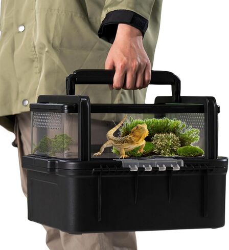 Small Pet Carrier for Travel, Amphibians Habitat Terrarium Kits, Guinea Pig Carrier Lizard Bird Rabbit Carrier Cage with Tweezer Bowl for Spider Gecko Chameleon Snake Frog in Kuwait