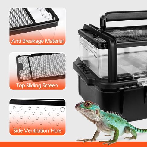 Small Pet Carrier for Travel, Amphibians Habitat Terrarium Kits, Guinea Pig Carrier Lizard Bird Rabbit Carrier Cage with Tweezer Bowl for Spider Gecko Chameleon Snake Frog in Kuwait