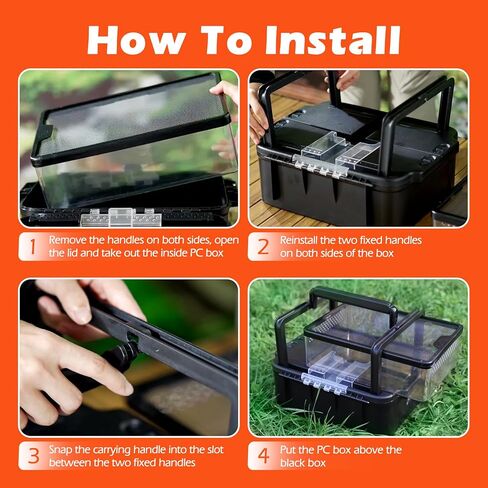 Small Pet Carrier for Travel, Amphibians Habitat Terrarium Kits, Guinea Pig Carrier Lizard Bird Rabbit Carrier Cage with Tweezer Bowl for Spider Gecko Chameleon Snake Frog in Kuwait