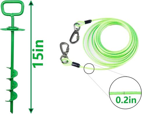 Dog tie Out Stake, 15in Dog tie Out Cable and Stake, Dog Anchor with 16ft Heavy Duty Cable and Drill Adapter, Dog Stake for Beach, Dog Stake and Cable for 100 Lbs Large Dogs in Saudi Arabia