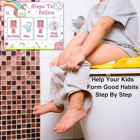 مخطط ملصقات للتدريب على استخدام المرحاض من رينبو يونيكورن للأطفال الصغار الأولاد والبنات، 10 مخطط تدريب على استخدام المرحاض مع 216 ملصقًا وبطاقة روتينية واحدة - A20 in Kuwait