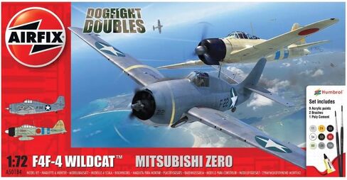 Airfix Grumman F-4F4 Wildcat & Mitsubishi Zero 1:72 Midway Dogfight مزدوجة الحرب العالمية الثانية نموذج بلاستيكي عسكري طقم هدايا A50184 in Saudi Arabia