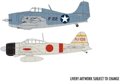 Airfix Grumman F-4F4 Wildcat & Mitsubishi Zero 1:72 Midway Dogfight مزدوجة الحرب العالمية الثانية نموذج بلاستيكي عسكري طقم هدايا A50184 in Saudi Arabia
