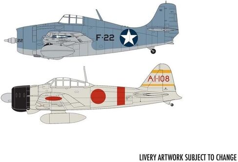 Airfix Grumman F-4F4 Wildcat & Mitsubishi Zero 1:72 Midway Dogfight مزدوجة الحرب العالمية الثانية نموذج بلاستيكي عسكري طقم هدايا A50184 in Saudi Arabia