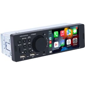Single Din Car Stereo, Apple CarPlay, Android Auto, Bluetooth, 4" Touch Screen, FM, USB, TF, Backup Camera, Remote Control, Audio System Head Unit
