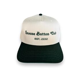 قبعة Snooze Button Club Vintage Snapback، خضراء داكنة بلونين، مطرزة، قبعة بيسبول، قابلة للتعديل