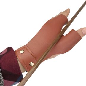 ZSHJGJR Archery Hand Guard Leather Finger Protector Traditional Longbow Glove Protective Gear for Hunting Shooting Left Hand
