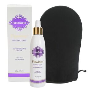 Fake Bake Flawless Darker Self-Tanning Liquid Streak-Free, Long-Lasting Natural Glow For All Skin Tones - Sunless Tanner Includes Professional Mitt For Easy Application, Black Coconut Scent - 6 oz