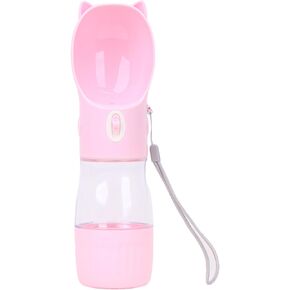 Dog Water Bottle, Portable, Leak Proof Water Bottle for Dogs with Food Container, Multifunctional Water Dispenser for Pets Outdoor Walking, Hiking, Travel, Food Grade Plastic (Grey)