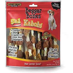 Savory Prime 8062091 8 in. Beggar Bones 5-in-1 Kabobs Grain Free Treat for Dogs - Pack of 1818