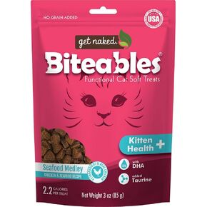Get Naked Biteables Natural Soft Treats for Cats, Kitten Health Plus, Seafood Medley Recipe, 3 oz, 1 Pouch