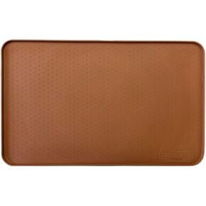 Silicone Pet Feeding Mat, Waterproof, Raised Edge, Dishwasher Safe, Pet Placemat Tray (Medium-Brick Color)