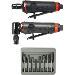 Astro Pneumatic Tool 219 ONYX 3pc Die Grinder Kit w/ 90° Die Grinder, Die Grinder & 8pc Double Cut Carbide Rotary Burr Set