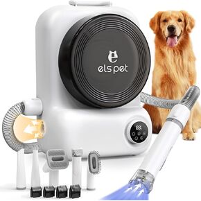 ELS PET Dog Grooming Vacuum, 15000Pa Pet Vacuum & Dryer for Shedding, 2.5L Dust Cup for Dog Grooming Kit, 3 Suction Modes Dog Hair Vacuum for Dogs and Cats