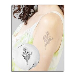 Inkbox Temporary Tattoo - Water-Resistant and Long Lasting Fake Tattoos for Body Art - Plant Based, Skin Safe - for Adult & Teens, Men & Women - Take Heart, Flower Bouquet, 3x3 in