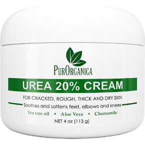 PurOrganica Urea 20% Healing Cream 4 oz - Best Callus Remover - Moisturizes and Rehydrates Hands, Feet and Knees to a Healthy Appearance - Soothes and Softens Thick, Cracked, Rough Dead and Dry Skin