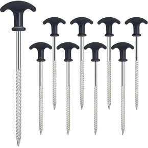 8pcs Heavy Duty Stakes AVOFOREST 8 inch Tent Stakes Portable Camping Stakes for Camping Patio, Garden, Canopies, Grassland, Outdoor Black