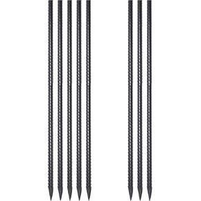Metal Rebar Stakes 36 Inch 8 Pack Ground Stakes Heavy Duty 1/2 Inch Diameter with Chisel Point End Landscape Timber Spikes for Cement, Concrete Form, Plant Support, Black Powder Coated