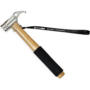Camping Hammer for Tent Camping- High-Quality Steel & Solid Wood Handle with Cushion Grip - Tent Stake Hammer and Puller with Safety Strap, Heavy Duty Camping Mallet for Tent Stakes (Cast Steel)