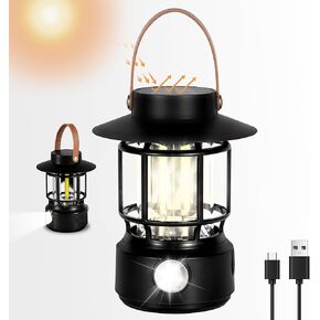 LED Solar Camping Lantern, Side Rechargeable Lantern Camping Lights, COB&SMD Light Modes Retro Style Waterproof Solar Powered Lantern for Power Outages, Led Lantern Emergency Lights for Home