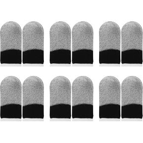 أكمام أصابع الألعاب، 12 قطعة من أكمام الأصابع لألعاب الهاتف المحمول، قفازات ألعاب بأكمام الإبهام للأيدي المتعرقة، مصنوعة من الألياف الفضية، عملية سلسة مضادة للعرق، رفيعة للغاية للألعاب المحمولة أو الأسماك in Kuwait