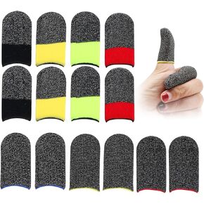 20PCS Silver Fiber Gaming Finger Sleeves, Smooth Operation Sweat and Oil Resistant Thumb Sleeves Mobile Gaming, Seamless Touch Screen Finger Gloves for Gaming, Finger Sleeves for Mobile Tablet Devices