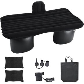 NovelBee Inflatable Car Air Mattress Back Seat Bed with Round Air Foot Piers,Inflatable Camping Air Mattress Blow Up Bed,Portable Camping Travel Sleeping Bed for Car SUV Truck