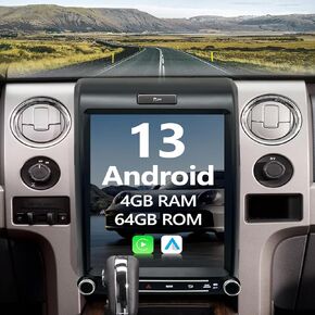 2 Din 2024 Car Stereo Radio for Ford F150 2013-2015 with Wireless Apple CarPlay & Android Auto 12.1" Tesla Style Touch Screen TS10 Chip GPS Navigation Bluetooth FM WiFi [8-Core 4G+64G]