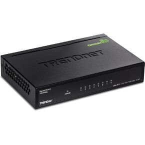 TRENDnet 8-Port Unmanaged 2.5G Switch, 8 x 2.5GBASE-T Ports, 40Gbps Switching Capacity, Backwards Compatible with 10-100-1000Mbps Devices, Fanless, Wall Mountable, Black, TEG-S380